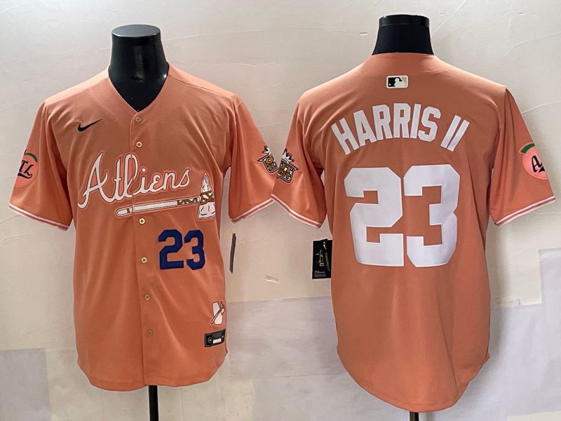 Men 2025 Atlanta Braves #23 Harris ii Orange Five generations Joint Name Nike MLB Jersey style 2